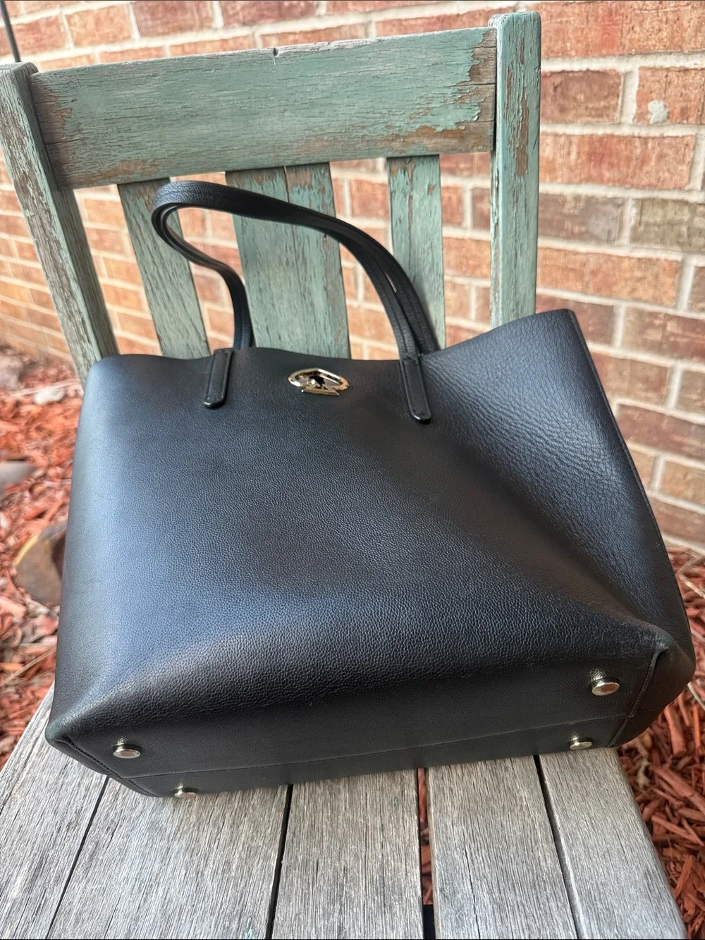 Kate Spade ♠️ Black Pebble grain Suzy Large North South Tote bag w/gold emblem